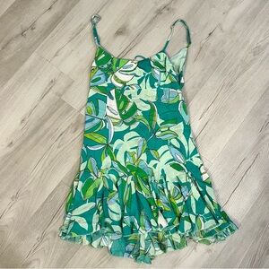 Green Leaf Print Dress